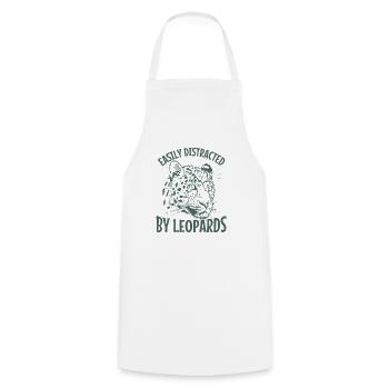 Easily Distracted by Leopards Raubkatze - Cooking Apron - white - Front - AI Model Male 185 dark (185cm)