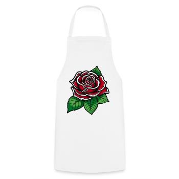 Rose Cramoisie Pop Art Bloom - Tablier de cuisine - blanc - Devant - AI Model Male 185 dark (185cm)