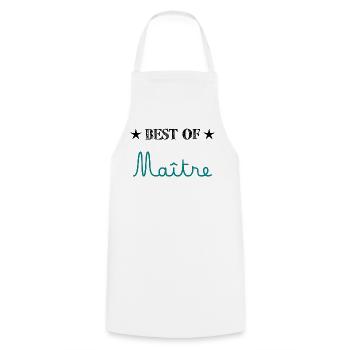 MAÎTRE. MERCI. MERCI MAÎTRE. CADEAU MAÎTRE. ECOLE - Tablier de cuisine - blanc - Devant - AI Model Male 185 dark (185cm)