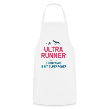 Ultra Runner - Ausdauer ist meine Superkraft - Kochschürze - Weiß - Vorne - AI Model Male 185 dark (185cm)
