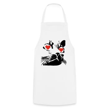 A black cat's love - Cooking Apron - white - Front - AI Model Male 185 dark (185cm)