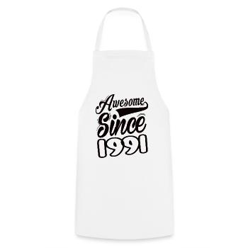 Awesome Since 1991 - Cooking Apron - white - Front - AI Model Male 185 dark (185cm)