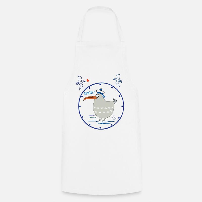 Moin, maritim, Möwe - Kochschürze - Weiß