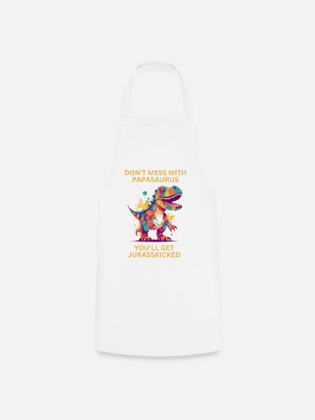Witziges Papa Papasaurus Dino Dinosaurier Geschenk - Kochschürze - Weiß