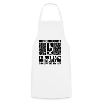 Microbiologiste Je ne suis pas paresseux Je suis juste biologiste - Tablier de cuisine - blanc - Devant - AI Model Male 185 dark (185cm)