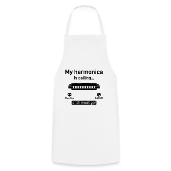 My Harmonica Is Calling And I Must Go Instrument H - Cooking Apron - white - Front - AI Model Male 185 dark (185cm)