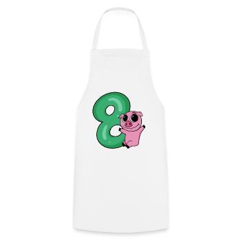 8 Birthday 8 years old with animal motif - eight - Cooking Apron - white - Front - AI Model Male 185 dark (185cm)