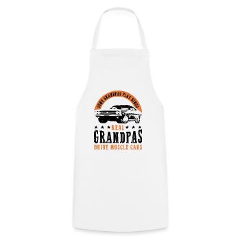 Muscle Cars Classic Retro Hotrod Vintage Car - Cooking Apron - white - Front - AI Model Male 185 dark (185cm)
