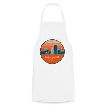Reykjavík Skyline – Island Retro Design - Kochschürze - Weiß - Vorne - AI Model Male 185 dark (185cm)