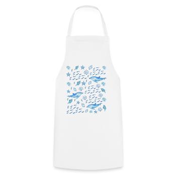 Sea Creatures - Marine Life Lovers - Cooking Apron - white - Front - AI Model Male 185 dark (185cm)