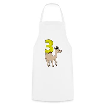 3 birthday 3 years old with animal motif - three - Cooking Apron - white - Front - AI Model Male 185 dark (185cm)