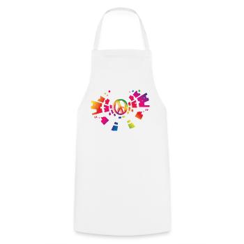 buntes Peace Zeichen für die Festival Saison - Kochschürze - Weiß - Vorne - AI Model Male 185 dark (185cm)