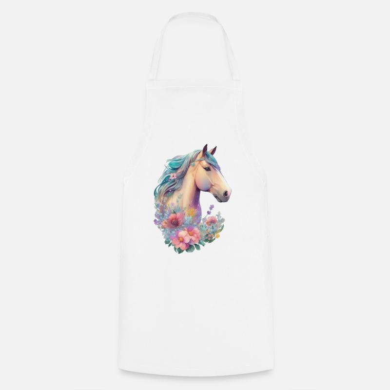 Das Pferd Mädchen Kinder Pferde Blumen Design - Kochschürze - Weiß
