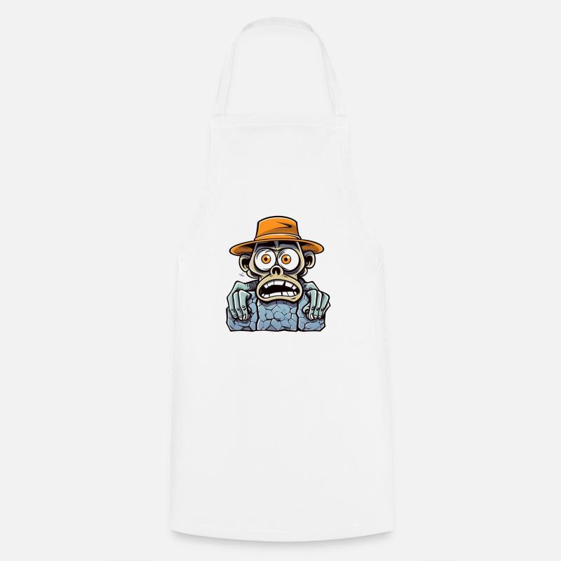 Dead explorer with hat and bone gaze - Cooking Apron - white