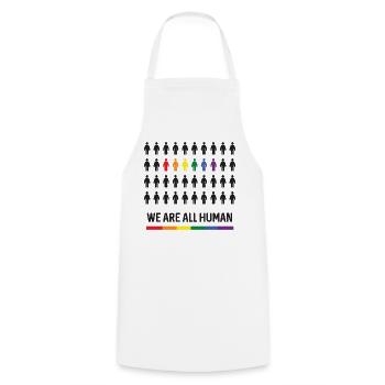 Pride Month LGBTQ - Wir sind alle Menschen - Kochschürze - Weiß - Vorne - AI Model Male 185 dark (185cm)