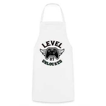 Level 87 Unlocked 87 Birthday - Cooking Apron - white - Front - AI Model Male 185 dark (185cm)