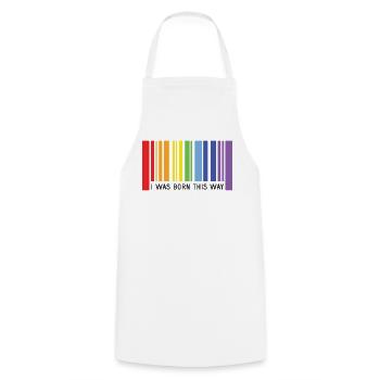 Mois de la fierté LGBT - Je suis né de cette façon - Tablier de cuisine - blanc - Devant - AI Model Male 185 dark (185cm)