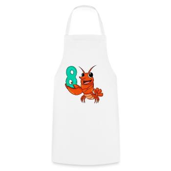 Homard motif 8e anniversaire - huit ans - Tablier de cuisine - blanc - Devant - AI Model Male 185 dark (185cm)