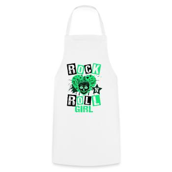 Rock 'n' Roll Girl Music, Dancing, Concert, - Cooking Apron - white - Front - AI Model Male 185 dark (185cm)