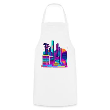 80s Skyline - Kochschürze - Weiß - Vorne - AI Model Male 185 dark (185cm)