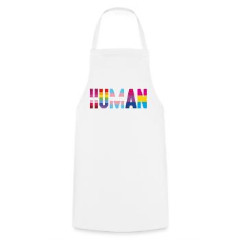 Mois de la fierté LGBT - Nous sommes tous humains - Tablier de cuisine - blanc - Devant - AI Model Male 185 dark (185cm)