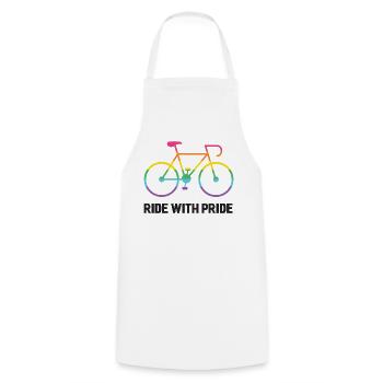 LGBTQ-Radfahrer - Fahre mit Stolz - Kochschürze - Weiß - Vorne - AI Model Male 185 dark (185cm)
