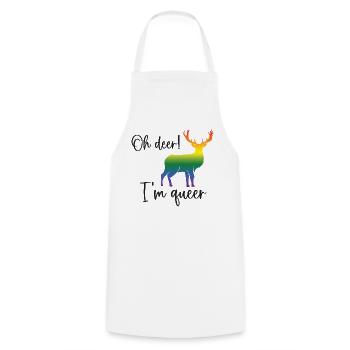 Pride Month LGBTQ - Oh Deer I'm Queer! - Cooking Apron - white - Front - AI Model Male 185 dark (185cm)