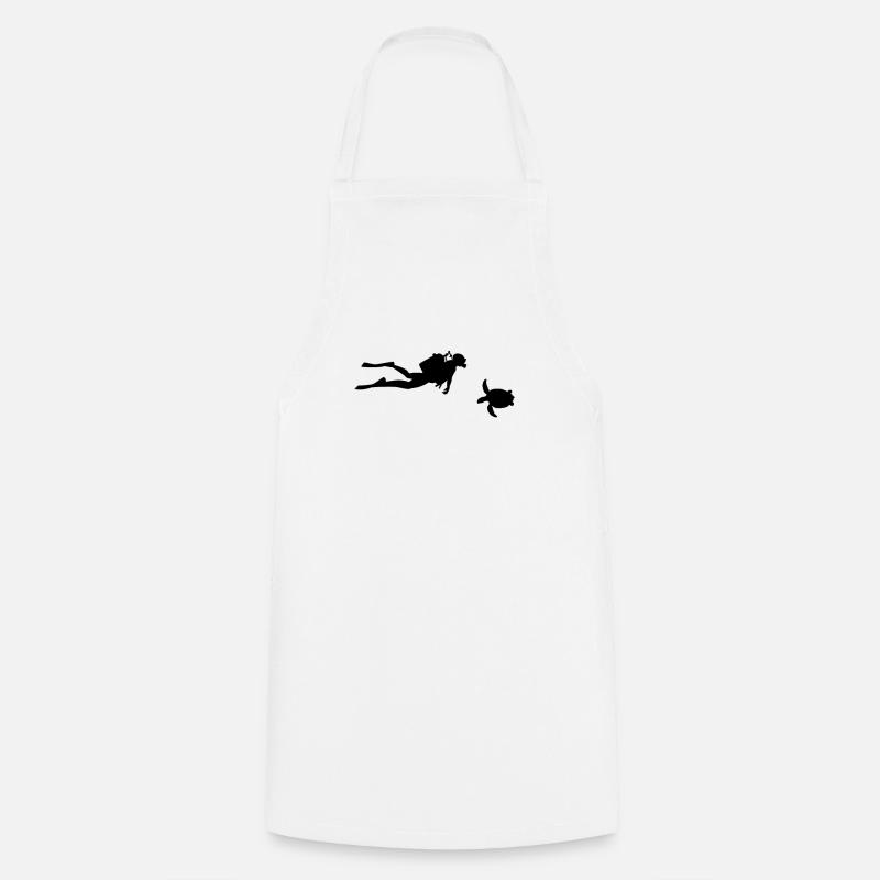Plongée libre avec tortue - Plongée sous-marine plongeuse - Tablier de cuisine - blanc