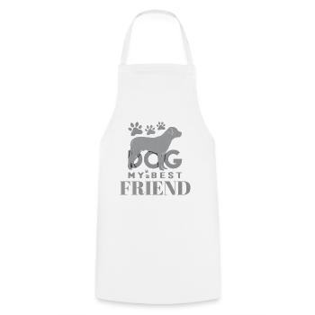 Chien mon meilleur ami - Tablier de cuisine - blanc - Devant - AI Model Male 185 dark (185cm)