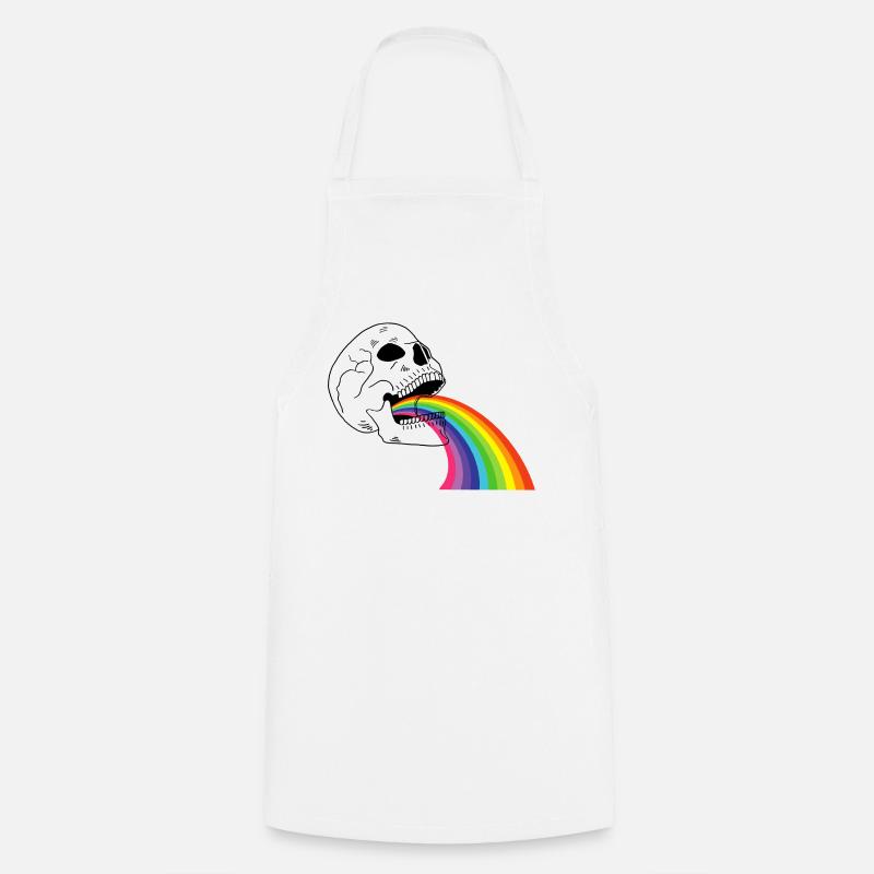 Regenbogen-Totenkopf - Kochschürze - Weiß