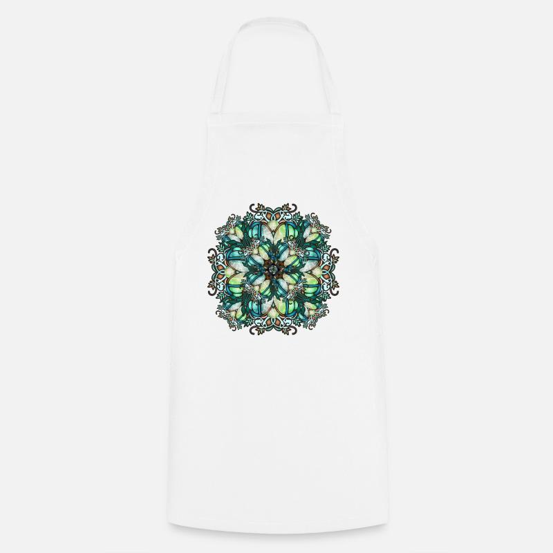 Jugendstil Rosette in transparenter Glas Optik - Kochschürze - Weiß
