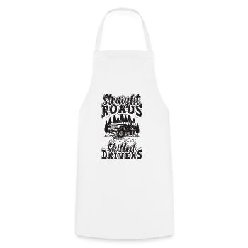 Straight Roads Don't Make Motocross Off-Road Racer - Cooking Apron - white - Front - AI Model Male 185 dark (185cm)