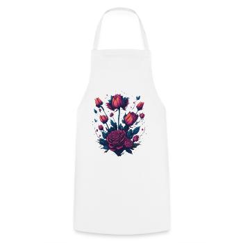 Rose shrub neon tattoo style - Cooking Apron - white - Front - AI Model Male 185 dark (185cm)