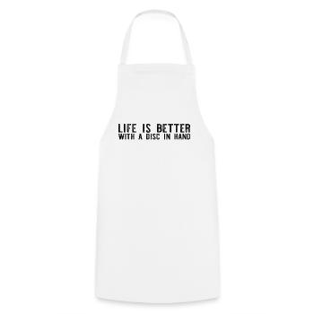 La vie est meilleure avec un disque à la main - Disc Golf - Tablier de cuisine - blanc - Devant - AI Model Male 185 dark (185cm)