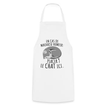 Chats En Cas de Mauvaise Humeur Placer le Chat Ici - Tablier de cuisine - blanc - Devant - AI Model Male 185 dark (185cm)