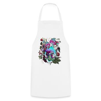 Psychedelischer Pilz mit Auge und Blumen - Kochschürze - Weiß - Vorne - AI Model Male 185 dark (185cm)