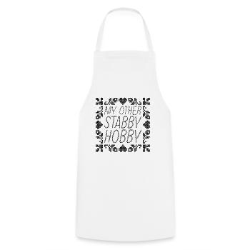 My Other Stabby Hobby Stitching Cross Stitch Lover - Cooking Apron - white - Front - AI Model Male 185 dark (185cm)