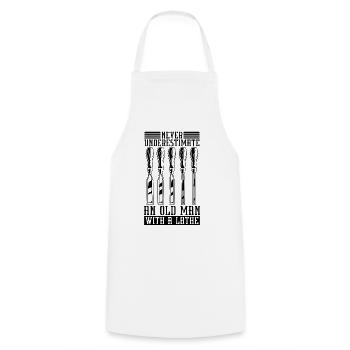 Never Underestimate An Old Craftsmen Woodturner - Cooking Apron - white - Front - AI Model Male 185 dark (185cm)