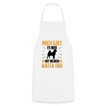 Nur mit meinem Akita Inu japanischer Akita Inu - Kochschürze - Weiß - Vorne - AI Model Male 185 dark (185cm)