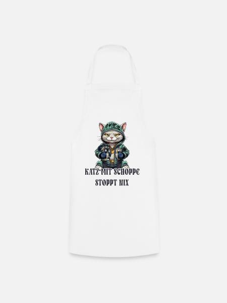 Apfelwein und Katzen Design - Kochschürze - Weiß