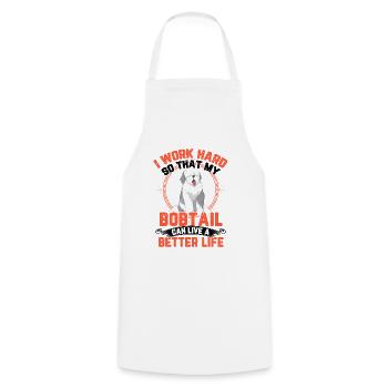Work for Bobtail Old English Shepherd - Cooking Apron - white - Front - AI Model Male 185 dark (185cm)