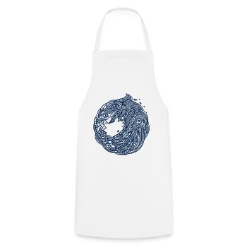 Corbeau Viking Hugin Munin Nœuds celtiques Runes - Tablier de cuisine - blanc - Devant - AI Model Male 185 dark (185cm)