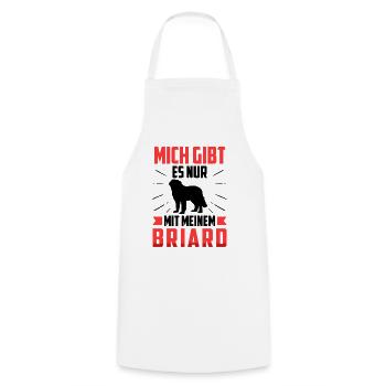 Nur mit meinem Briard Berger de Brie - Kochschürze - Weiß - Vorne - AI Model Male 185 dark (185cm)