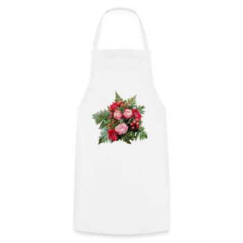 Delicate bouquet of roses in pink and red - Cooking Apron - white - Front - AI Model Male 185 dark (185cm)