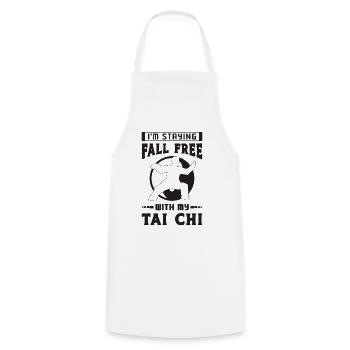 I'm Staying Fall Free With My Qigong Tai Chi Lover - Cooking Apron - white - Front - AI Model Male 185 dark (185cm)
