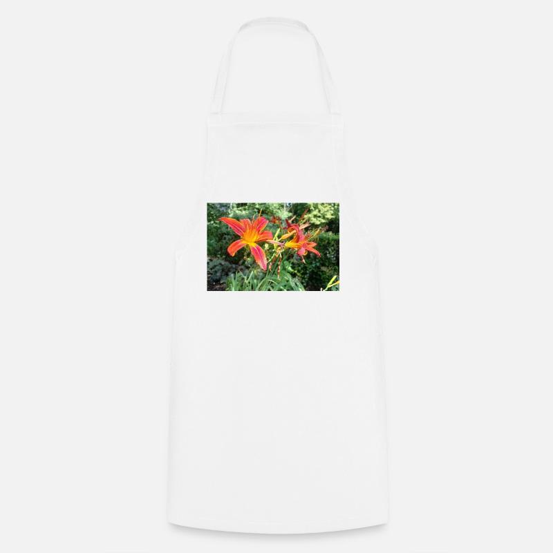 LYS ROUGE AVEC ROSÉE DU MATIN - Tablier de cuisine - blanc