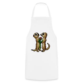 Pixel motif, cute meerkats in love - Cooking Apron - white - Front - AI Model Male 185 dark (185cm)