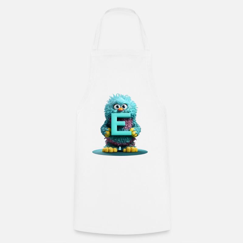 Monstre moelleux avec la lettre E - Tablier de cuisine - blanc