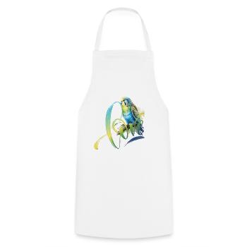Budgie blue green drawing watercolor - Cooking Apron - white - Front - AI Model Male 185 dark (185cm)
