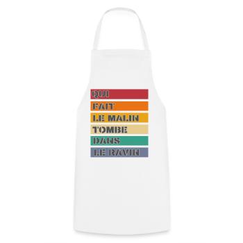 Qui fait le malin tombe dans le ravin - Dicton FR - Tablier de cuisine - blanc - Devant - AI Model Male 185 dark (185cm)